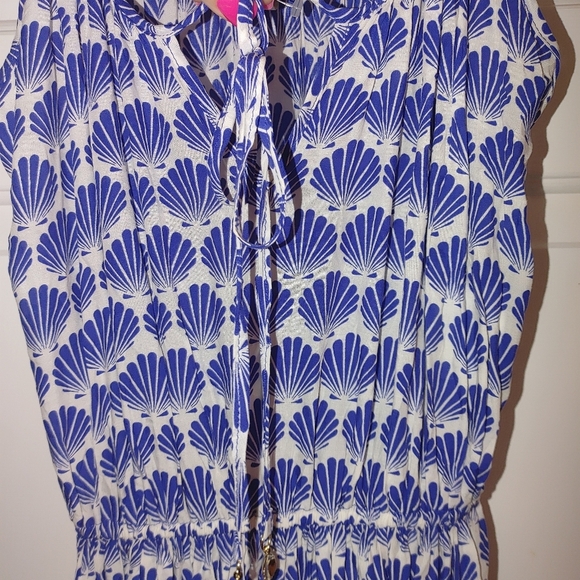 Kate Spade Blue and White Patterned Maxi Cover Up, Size Small - Picture 6 of 9